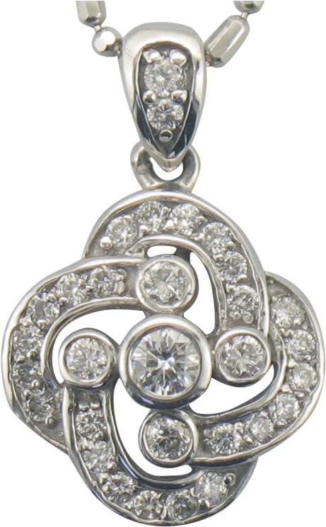14k White Gold Diamond Celtic Knot Pendant (1000x750), Png Download