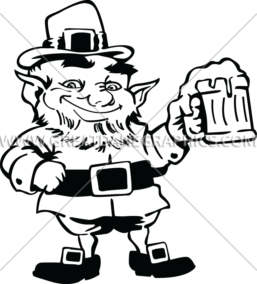 Clip Transparent Library Cheers Production Ready Artwork - Leprechaun Black & White (825x911), Png Download