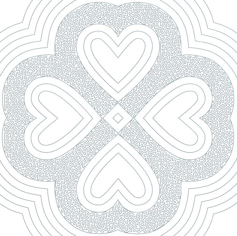 Artistic Quilt With Stippling Stitches - Heart (800x797), Png Download