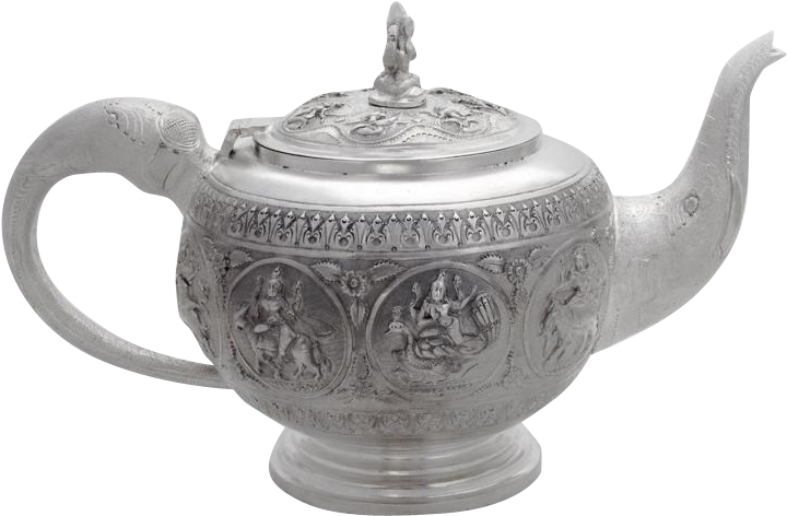Antique Indian Raj Figural Teapot Elephant Spout Handle - Teapot (719x719), Png Download
