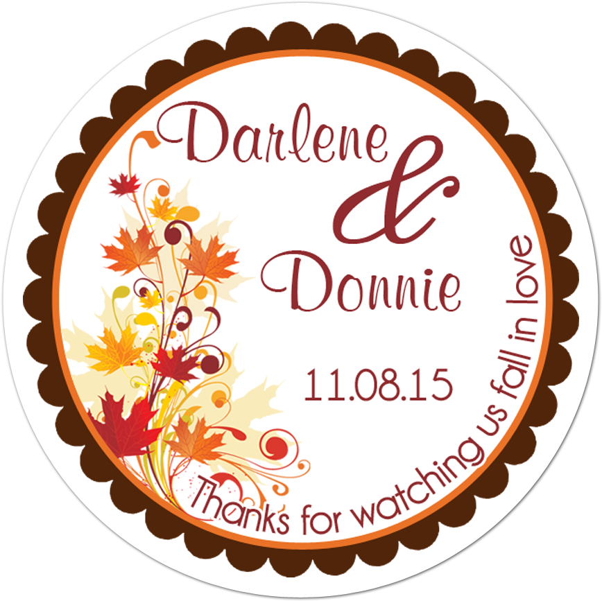 Fall Leaf Personalized Sticker Wedding Stickers - Leaf Art With Theme (1000x1000), Png Download