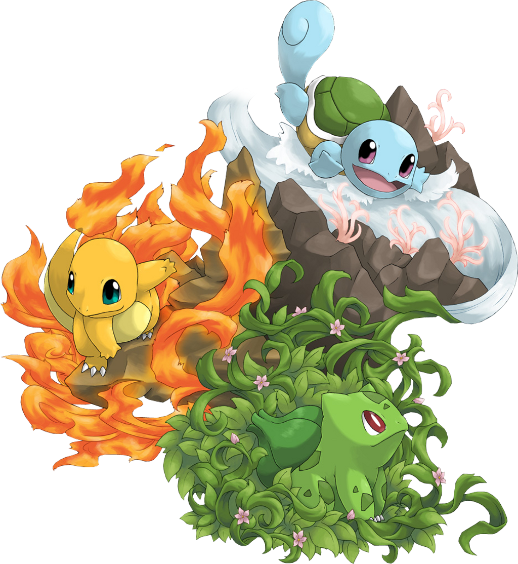 #pokemon #shiny #charmander #bulbasaur #squirtle #grass - Bulbizarre Salameche Et Carapuce (1024x1114), Png Download