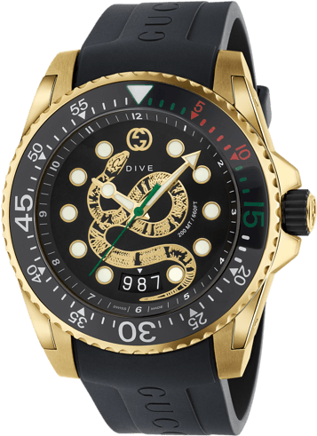 Gucci Dive Xl Black Yellow Snake Motif - Gucci Watch Men (700x700), Png Download