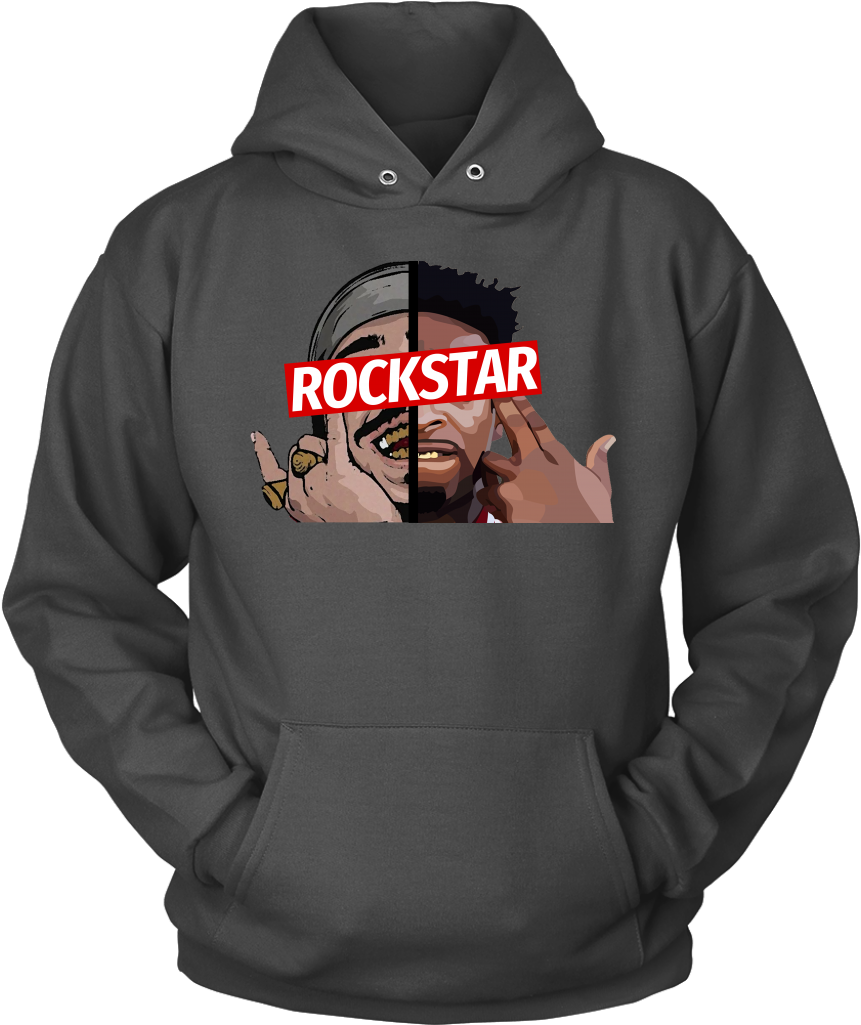 21post Post Malone 21 Savage Rockstar Rap Hoodie - Rockstar Post Malone Hoodie (1024x1024), Png Download