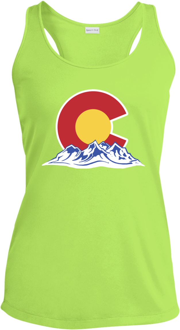 Colorado Mountain Silhouette Lst356 Sport-tek Ladies' - Active Tank (1155x1155), Png Download
