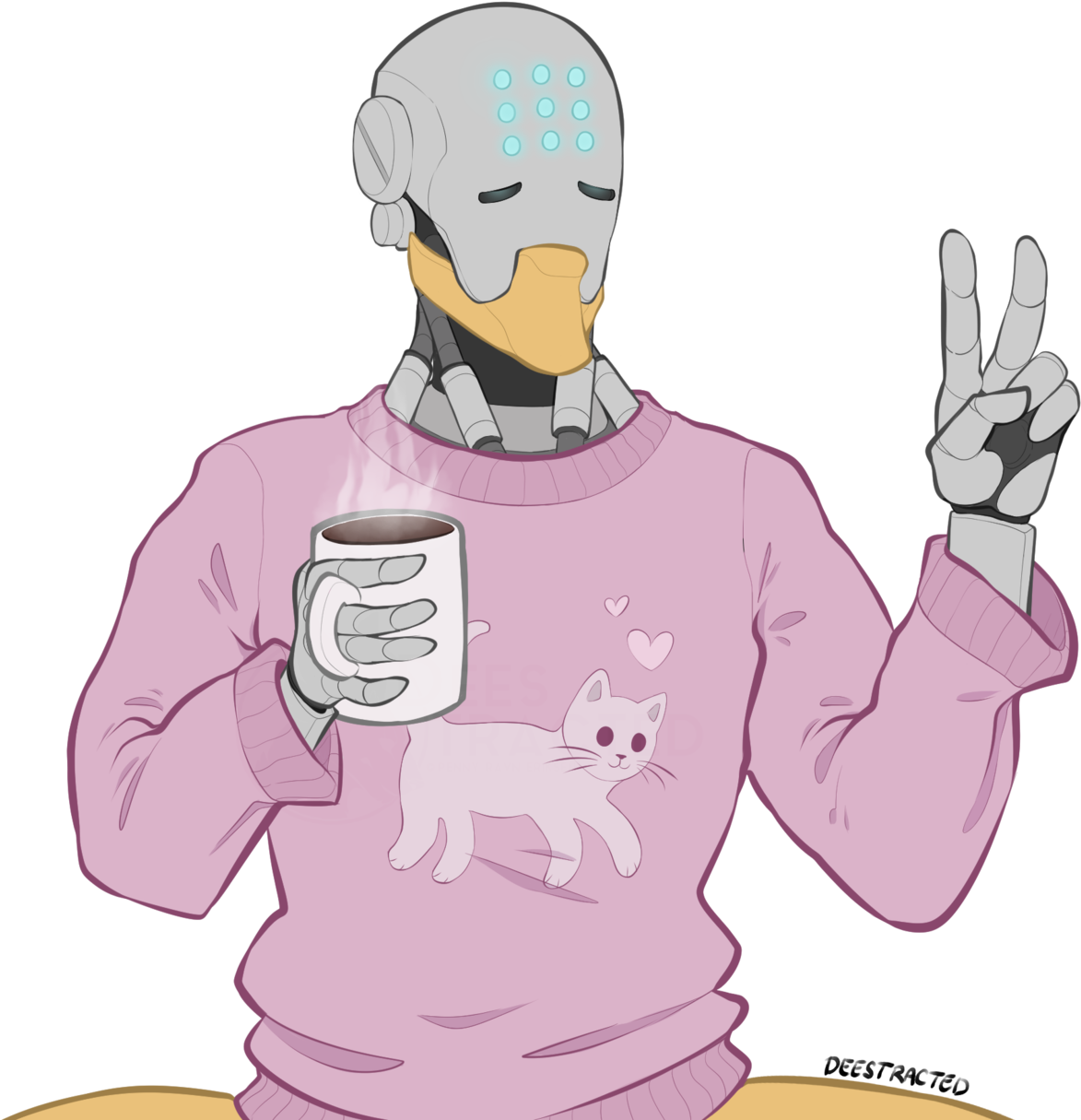 Forgot To Post This, Huh Here's A Cozy Zenyatta With - Cartoon (1280x1282), Png Download