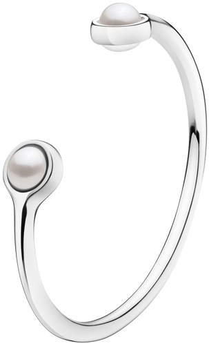 Georg Jensen Sphere Sterling Silver White Pearl Bangle - Georg Jensen Open Bangle (610x610), Png Download