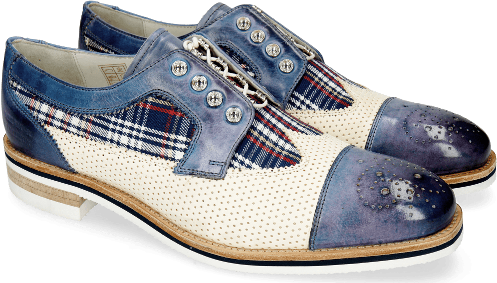 Derby Shoes Tom 22 Moroccan Blue Perfo White Tex Check - Slip-on Shoe (1024x1024), Png Download