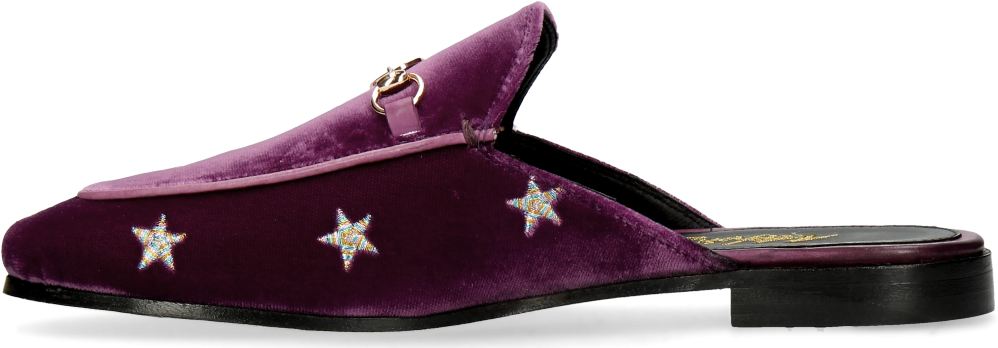 Mules Scarlett 10 Velluto Viola Embroidery Stars - Suede (1024x1024), Png Download