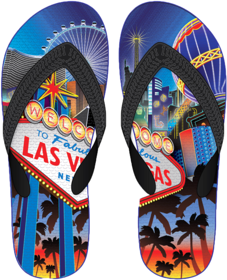 Welcome To Las Vegas Night Flip Flops - Flip-flops (600x592), Png Download