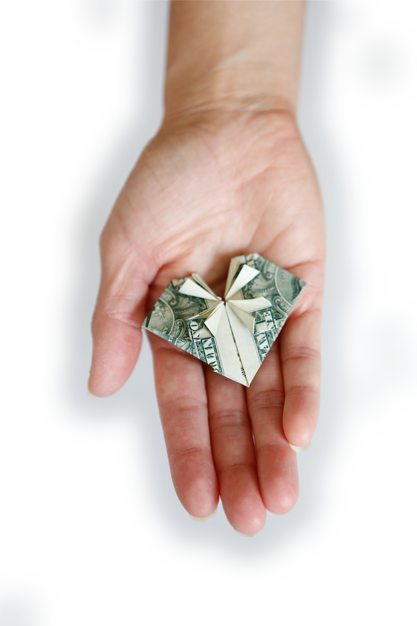 Nonprofit Marketing Hand With Money (826x1239), Png Download