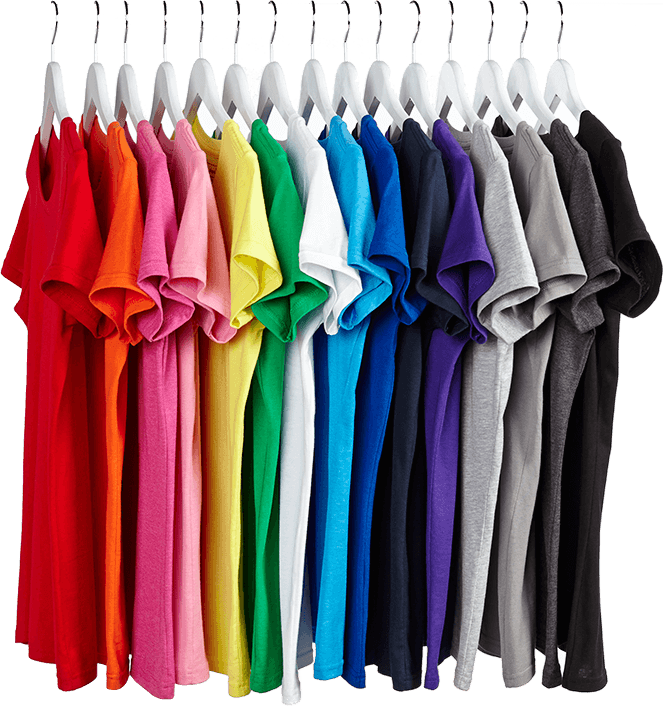 Private Label T-shirt Manufacturer - T Shirts On A Rack (663x707), Png Download