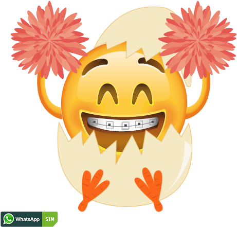 Freuendes Emoji Mit Cheerleader-pompons Und Grinsenden (1200x628), Png Download