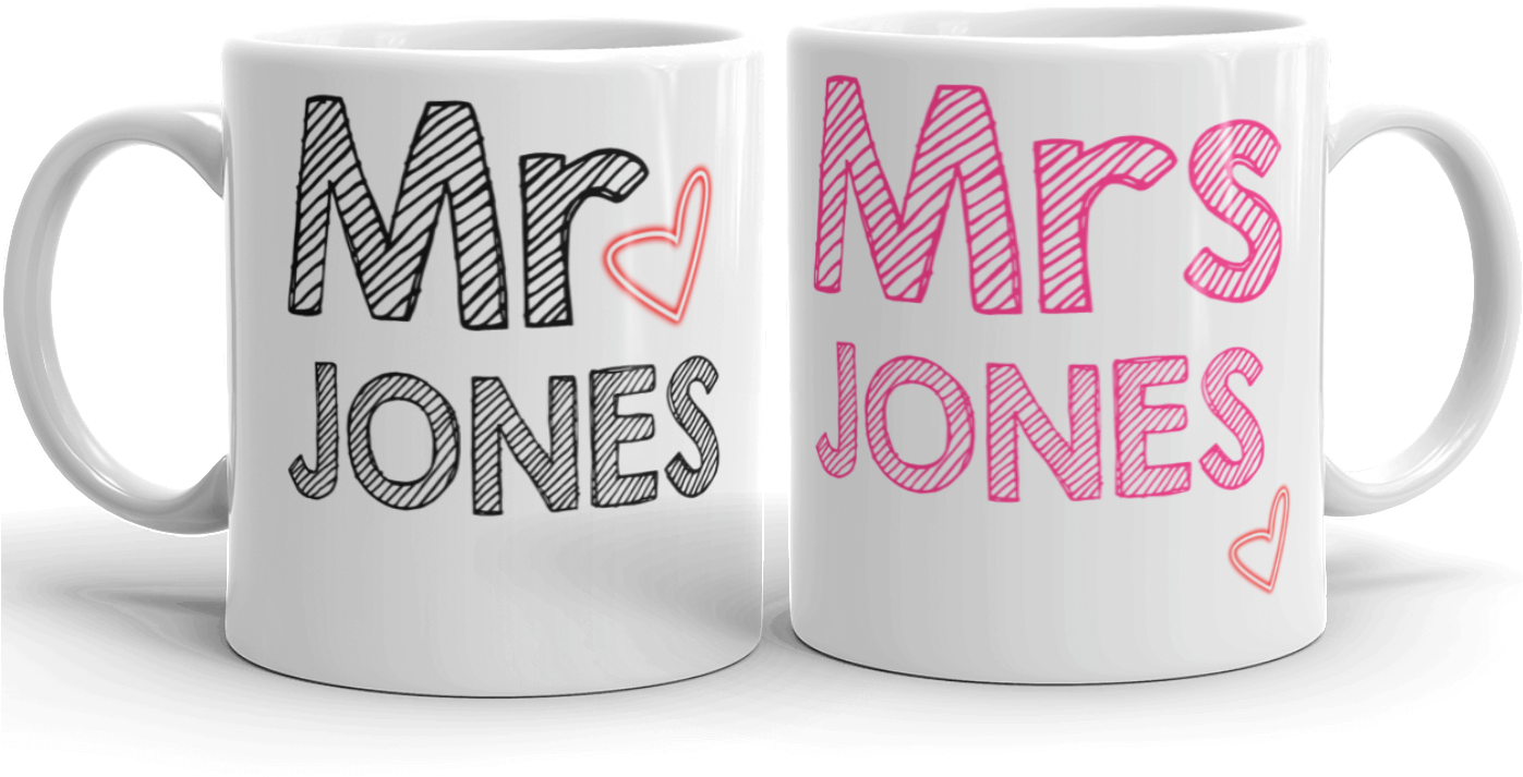 Mr & Mrs Add Name Gift Mug - Coffee Cup (1396x1128), Png Download