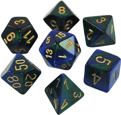 Gemini Polyhedral Blue Green Gold X7 - Chessex Blue Green Gemini (709x709), Png Download