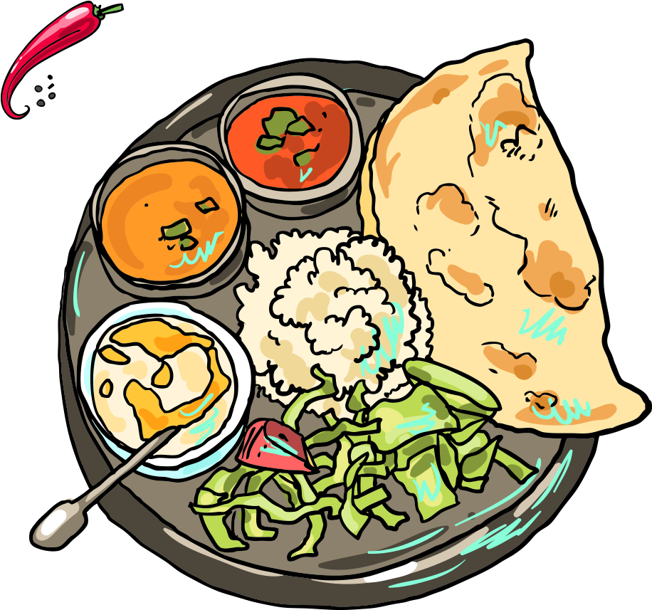 Indian Cuisine Pakora Samosa Rajma - Indian Food Illustrations (1000x1000), Png Download