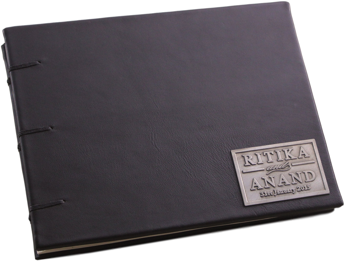 Vintage Black Wedding Guest Book - Leather (1280x1280), Png Download