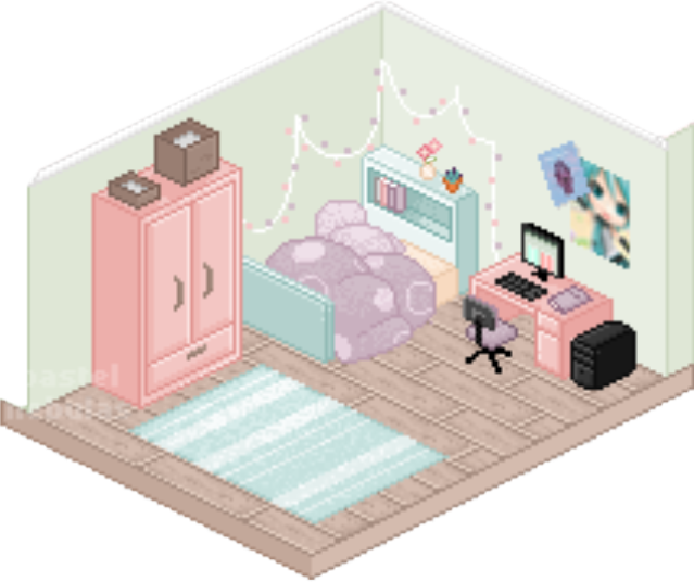 Clip Art Freeuse Library Bedroom Room Chibi Tacobell - Kawaii Room (639x536), Png Download