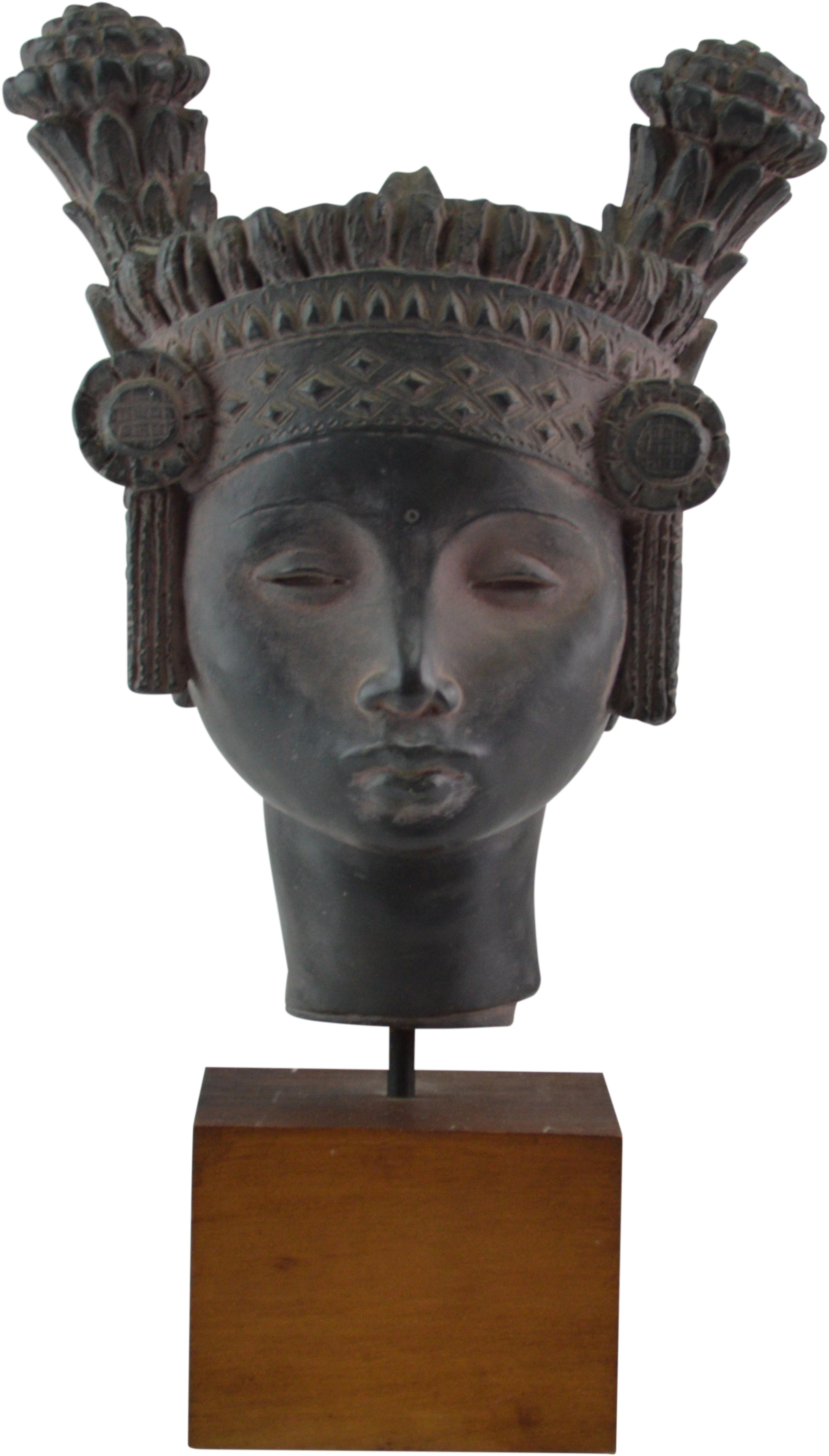 Fred Press Female Inca Mayan Sculpture Head On Chairish - Bronze Sculpture (2263x3974), Png Download