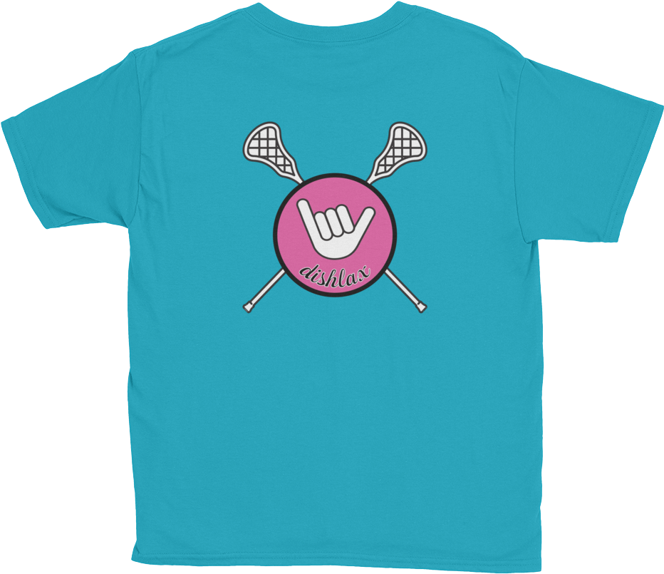 Youth Hang Loose Lacrosse Tee Teal/pink - T-shirt (1000x1000), Png Download