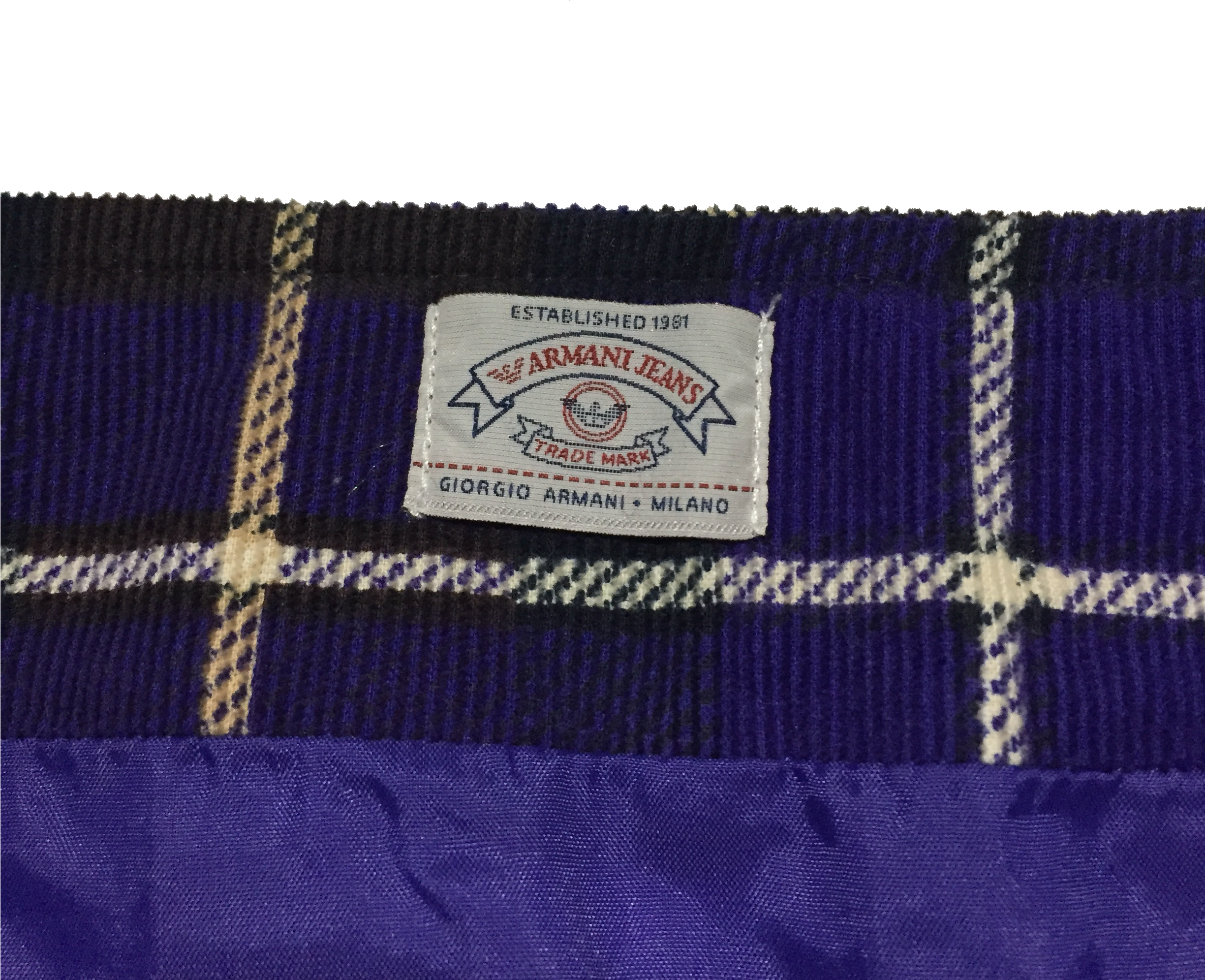 Image Of 1990s Armani Jeans Corduroy Plaid Skirt - Tartan (2448x2448), Png Download