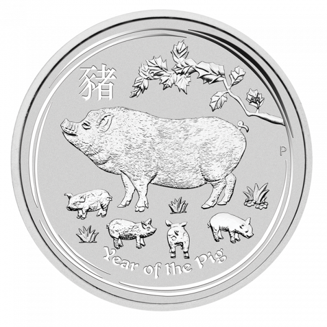2 Oz Lunar Ii Pig Silver Coin - Year Of The Pig Silver Coin 2019 (650x650), Png Download