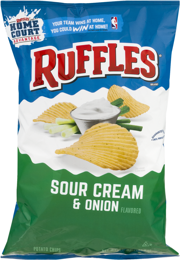 Ruffles Sour Cream & Onion Potato Chips, - Potato Chip (1000x1000), Png Download