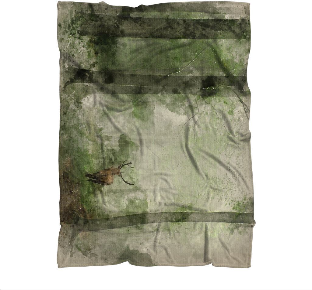 Red Deer Stag In Foggy Autumn Sublimation Throw Blanket - Honeybee (1024x1024), Png Download
