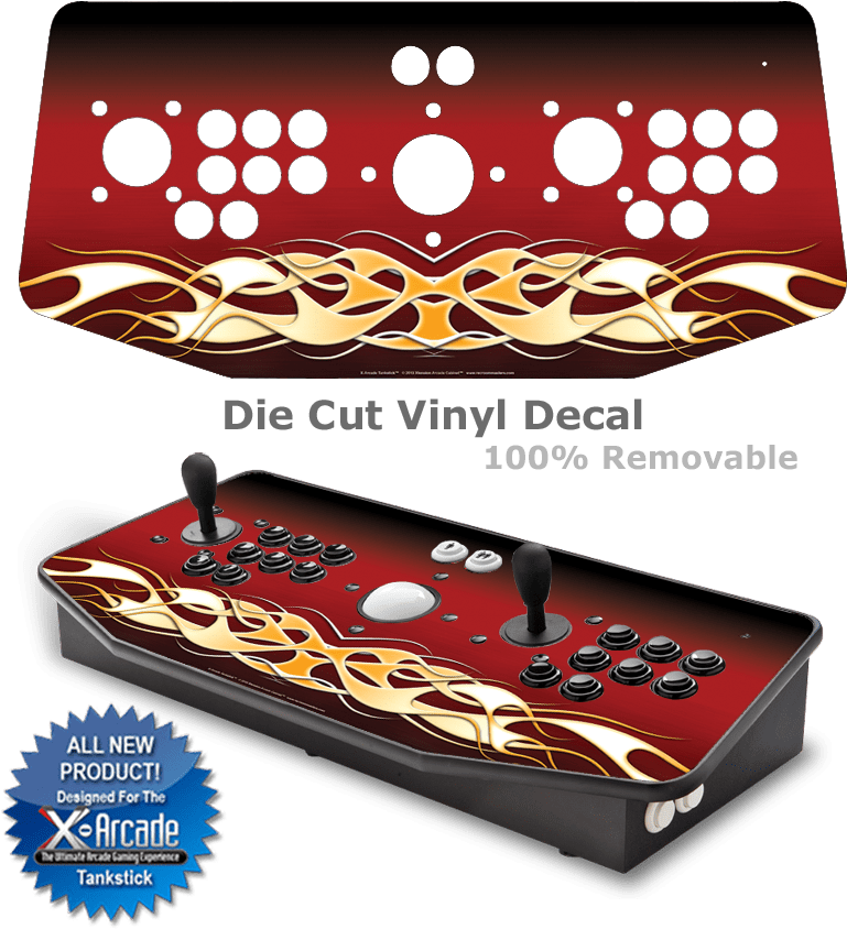 Gold Flames X-arcade Tankstick Graphic Overlay - X Arcade Joystick Stickers Decal (800x869), Png Download