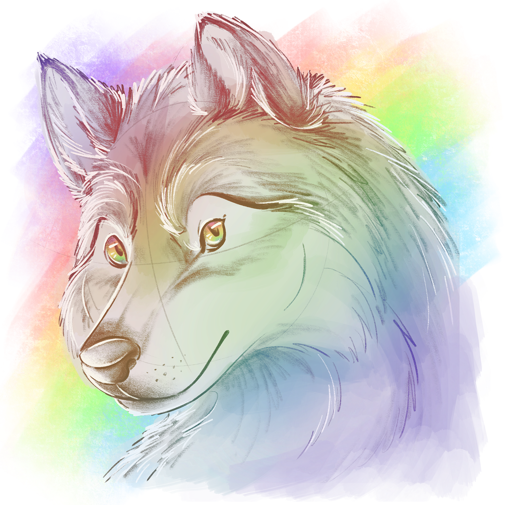 Rainbow Wolf - Illustration (1700x1700), Png Download