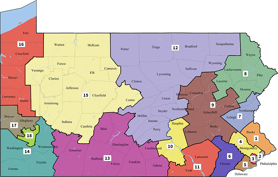 Us M - New Pennsylvania Congressional District Map (900x574), Png Download