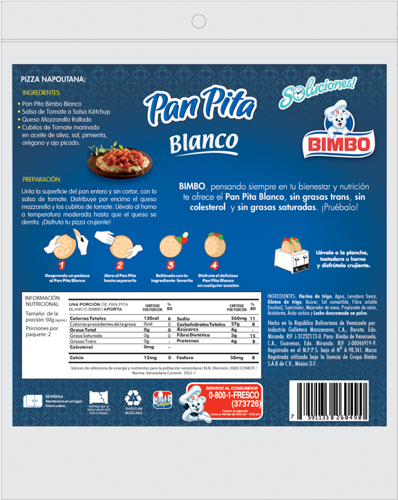 Homologacion Panpita Blanco2 - Bimbo Bread (820x820), Png Download
