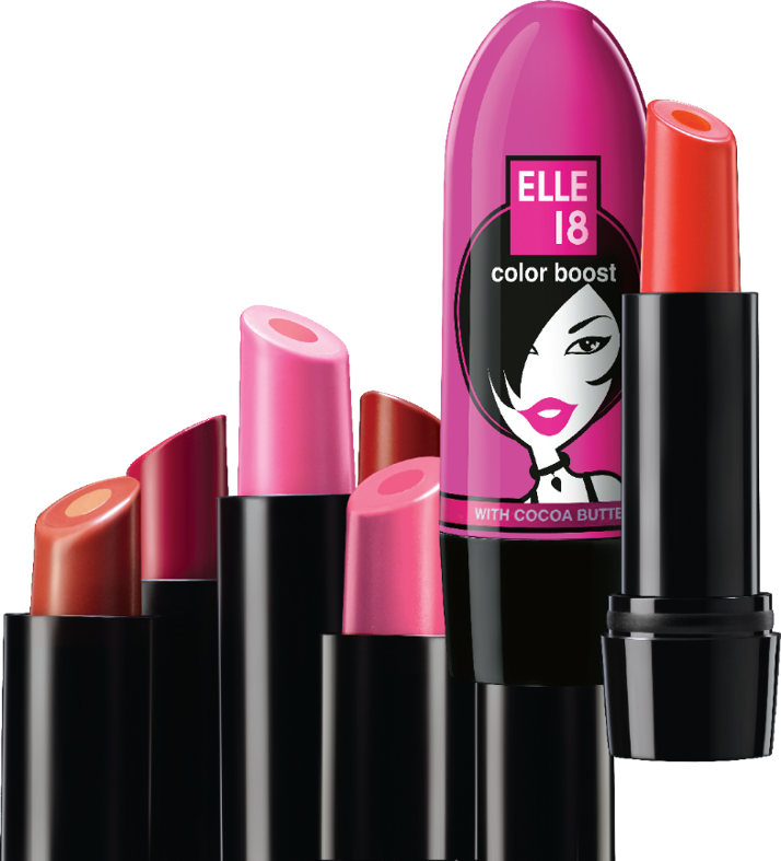 These Lipsticks Are Enriched With A Special Cocoa-butter - Elle 18 Color Boost (714x787), Png Download