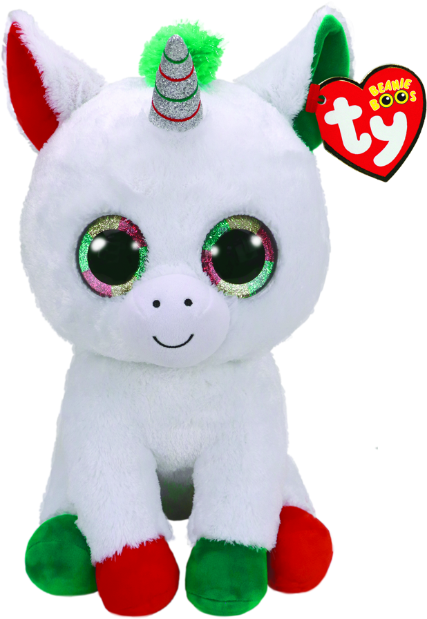 Candy Cane The Unicorn Christmas Large Beanie Boo - Beanie Boo Candy Cane Unicorn (649x900), Png Download