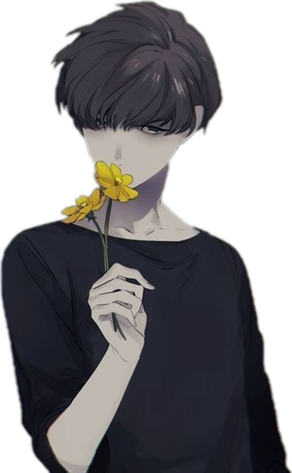 #anime #animeboy #animeboy #flower #yellow #sad #boy - Guro (1024x1655), Png Download
