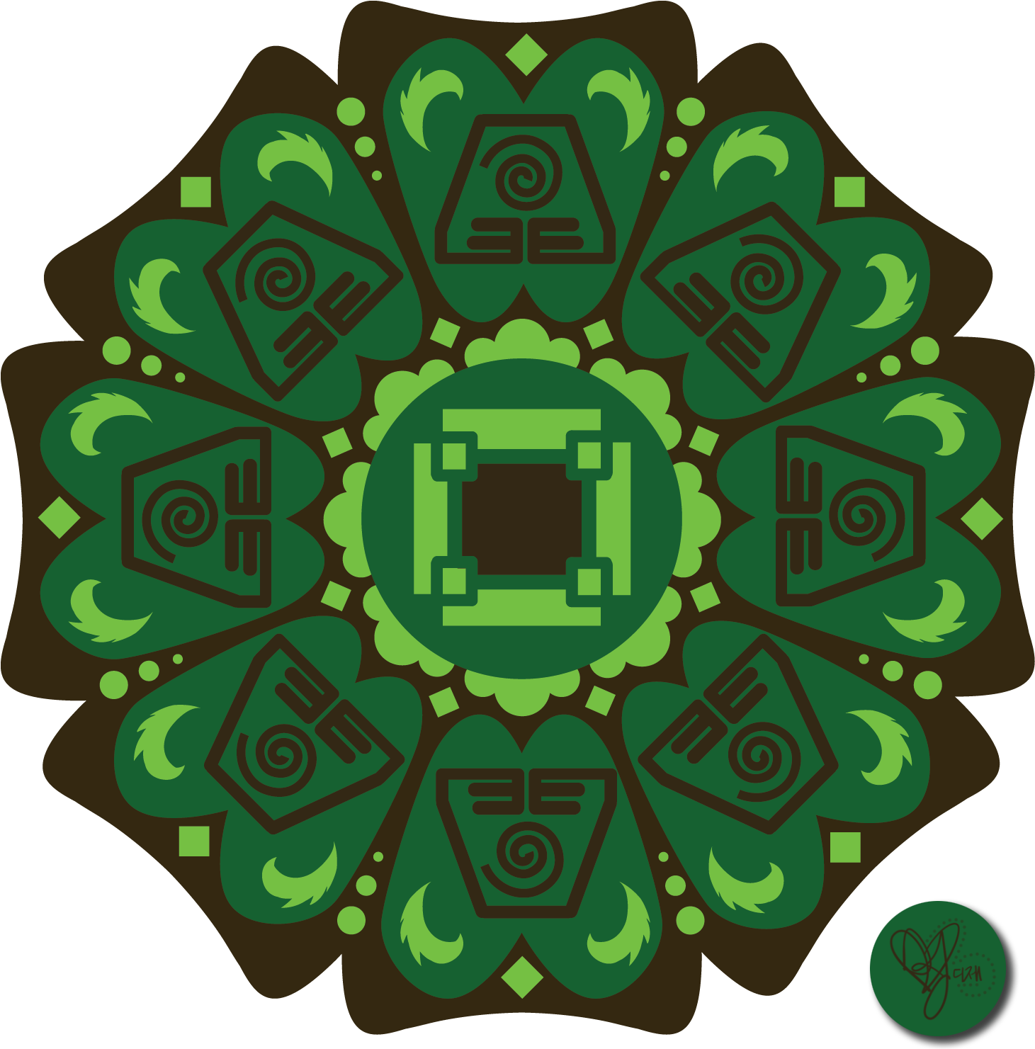 The Last Airbender The Burning Earth Aang Green Pattern - Circle (1500x1500), Png Download
