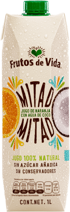 Jugo De Naranja Y Agua De Coco - Coconut Water (600x863), Png Download