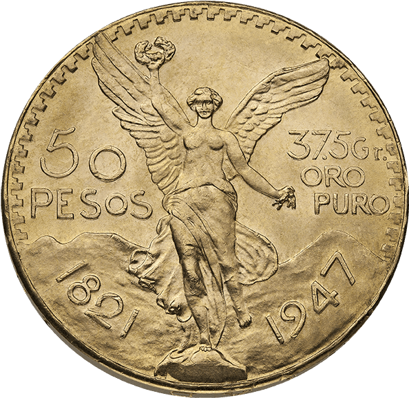 Buy Mexican 50 Pesos Gold Coins Online At Midwest Bullion - Mexico Coin Gold (600x600), Png Download