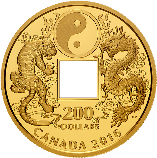 Canada 2016 Tiger And Dragon Yin And Yang Proof Gold - Gold Coin Tiger And Dragon (570x570), Png Download