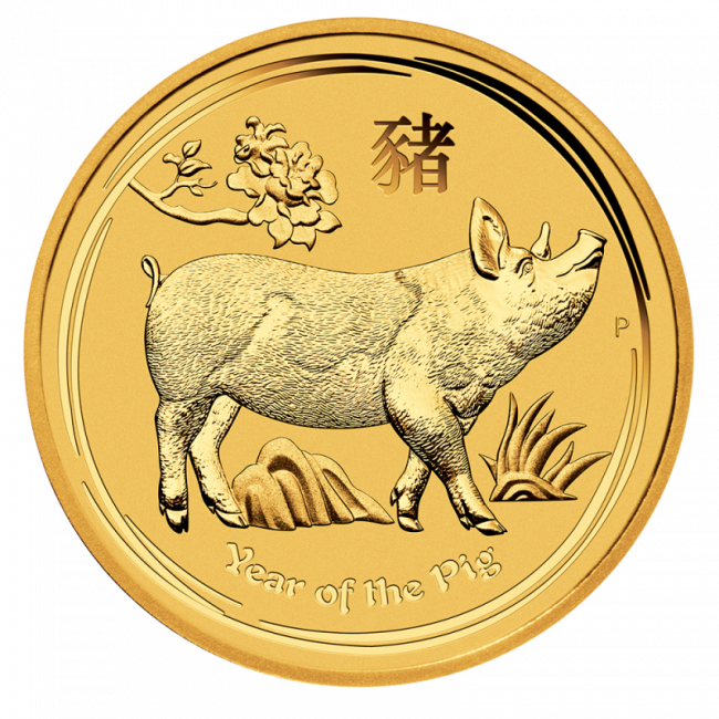 1/4 Oz Lunar Ii Pig Gold Coin - Year Of The Pig Coin Gold (650x650), Png Download