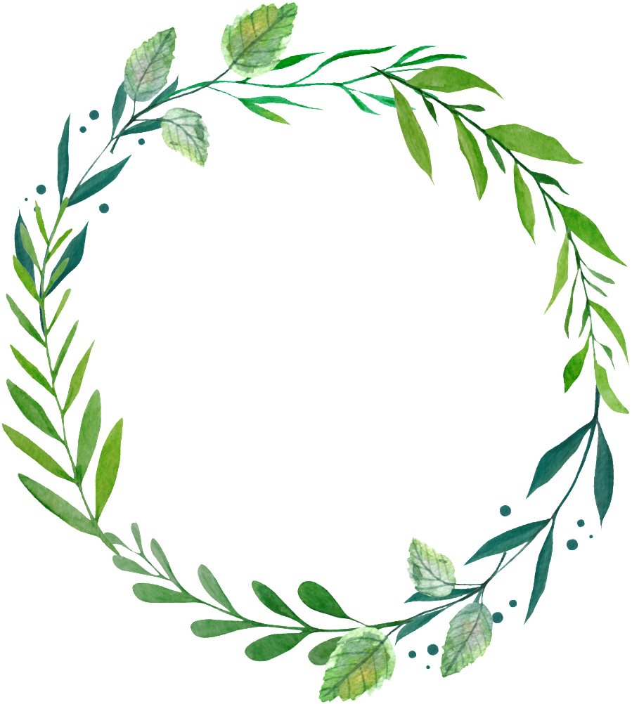 Minimalist Forest Willow Hand Painted Wreath Decorative - Leaf (1024x1063), Png Download