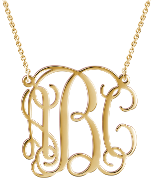 Name Necklace Official - 14k Gold Plated Monogram Necklace (400x400), Png Download