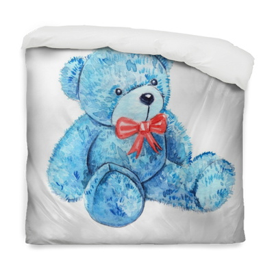 Cute Cartoon Watercolor Plush Toy Blue Bear Illustration - Watercolor Painting (400x400), Png Download