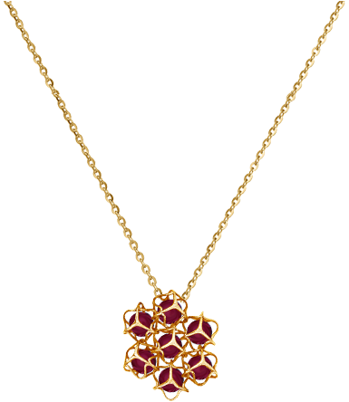 'embrace' Flower Necklace 18ct Gold And Garnet - Necklace (567x567), Png Download