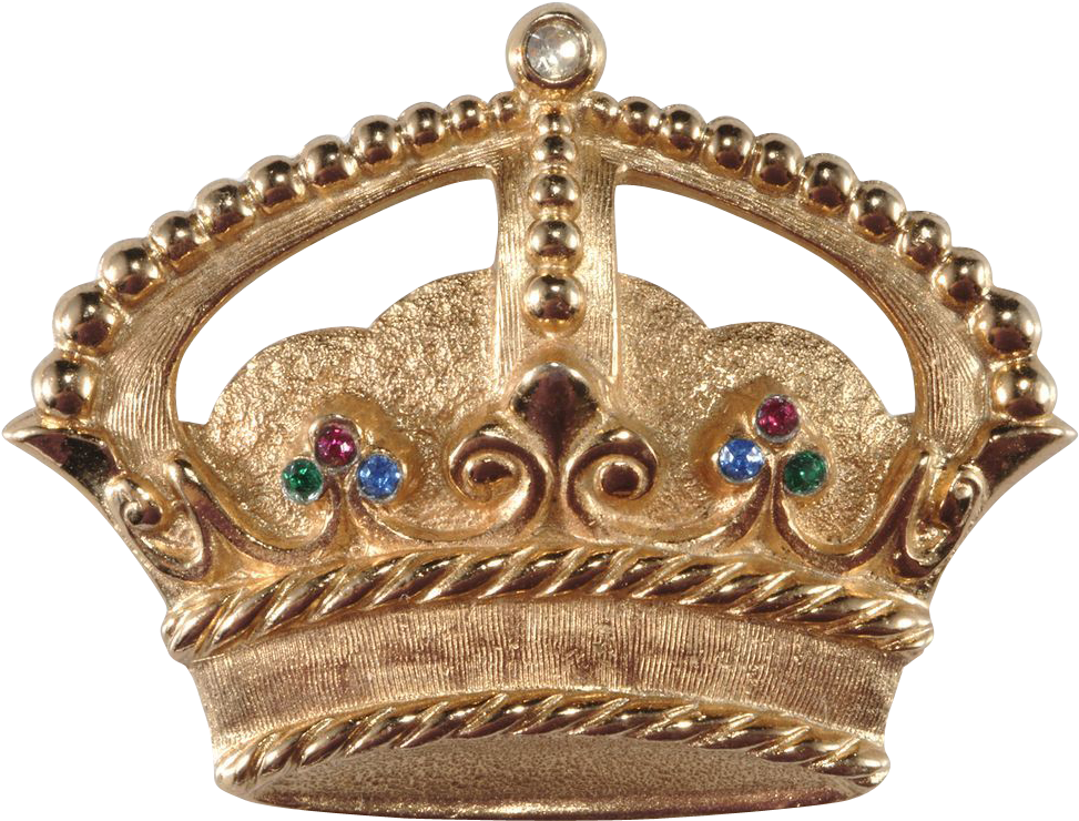 Napier Golden Rhinestone Crown Pin Brooch Jewelry Crowns - Tiara (1024x1024), Png Download