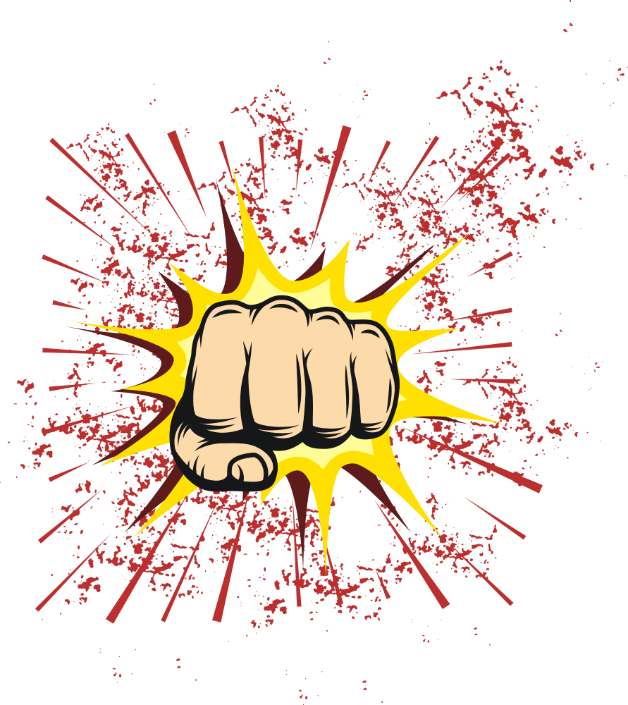 Banner Library Cartoon Illustration Fists And Explosions - Cartoon Fist (891x1000), Png Download