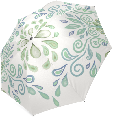 Blue And Green Watercolor Design Foldable Umbrella - Umbrella (500x500), Png Download