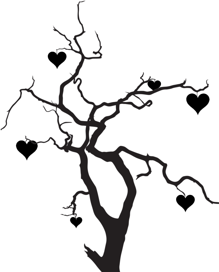 Clipart Heart Tree - Halloween Tree Silhouette Png (768x1024), Png Download