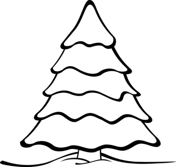 Christmas Tree Drawing Draw Trees - Christmas Tree Black And White (358x340), Png Download