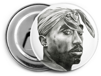 Tupac Magnet - Silver (489x452), Png Download
